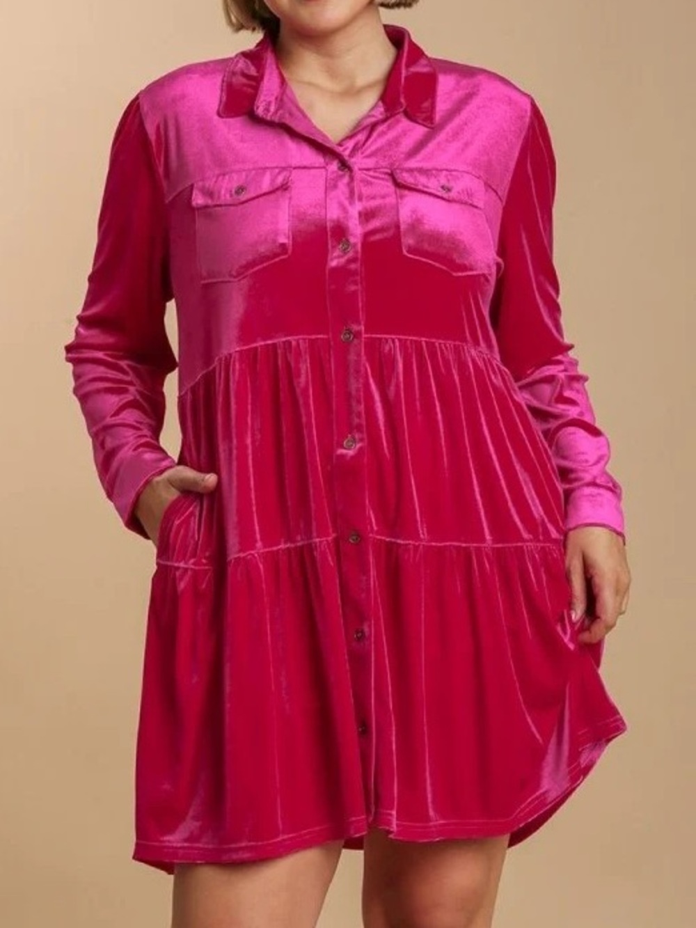 Umgee Velvet Tiered Dress